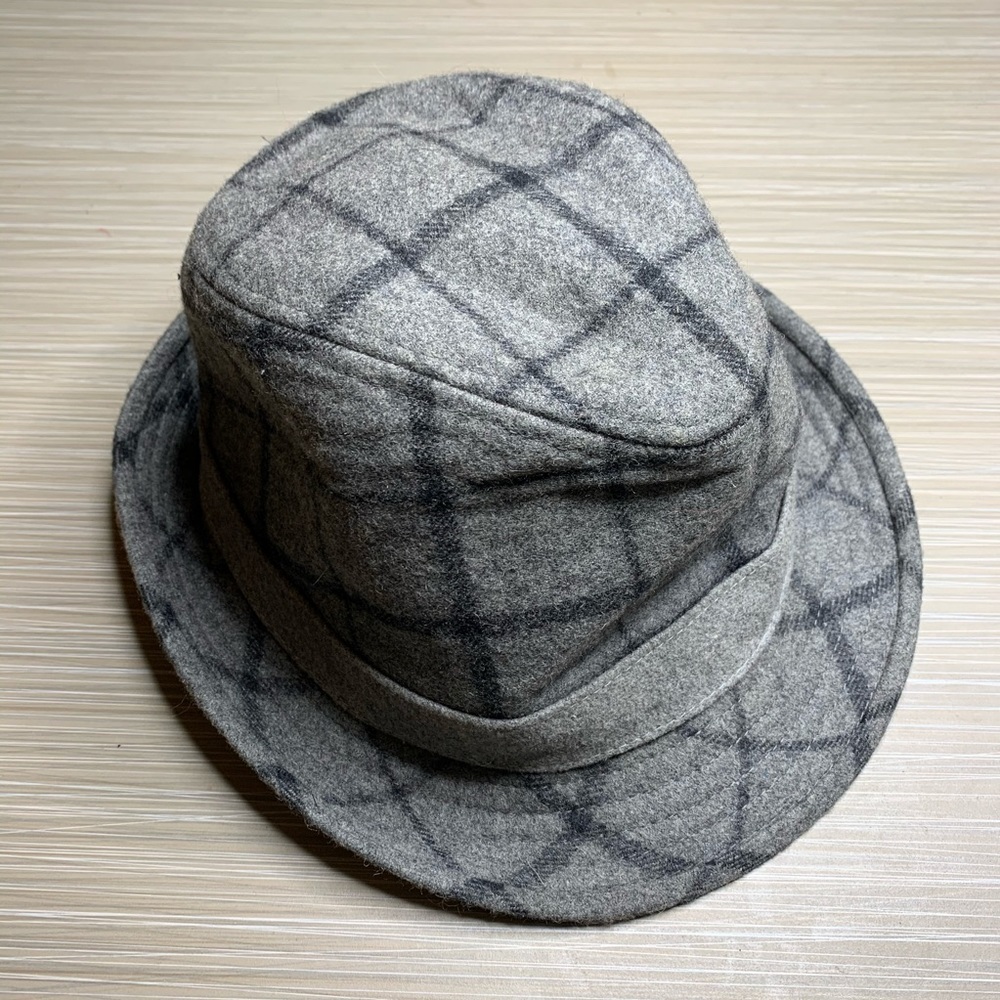 Karl Knox Gray Wool Plaid Fedora Hat
